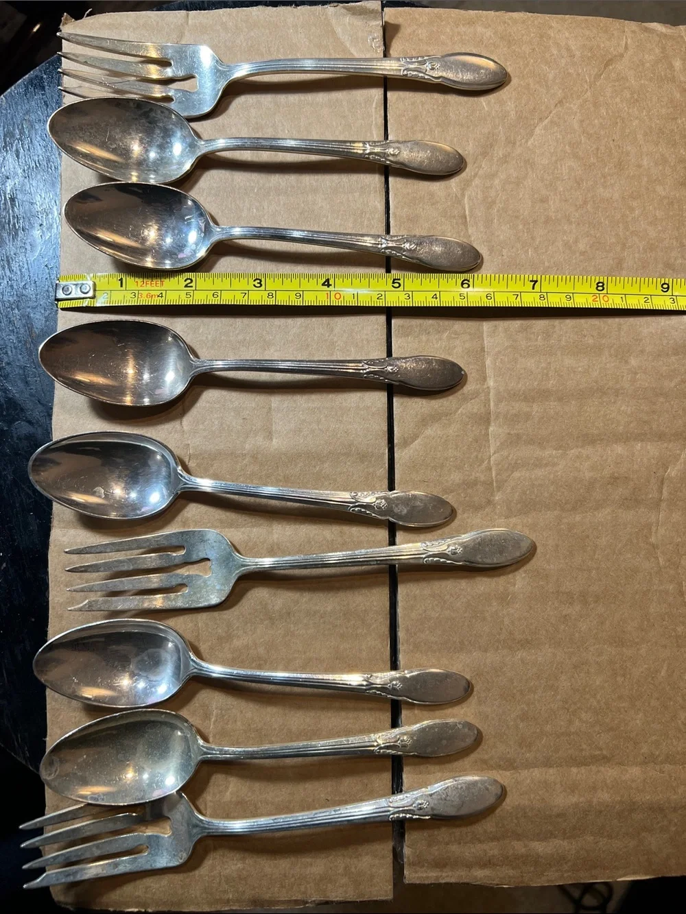 Silver plated spoons and forks  Alvin plate 1935  Great addition  Total of 9